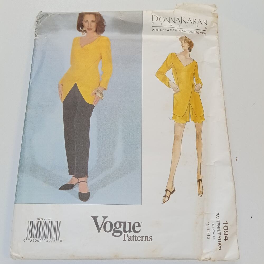 Donna Karan New York Vintage Vogue 1094 Sewing Pattern 12-14-1618